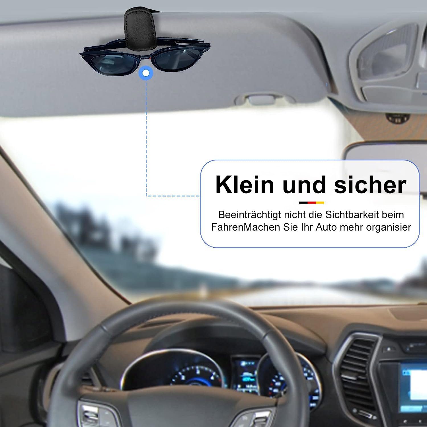 MAGICSHE Brillenetui Brillenrahmen für Autos, Auto Sonnenschirm Leder Sonnenbrille Rahmen Clip und Ticket Clip