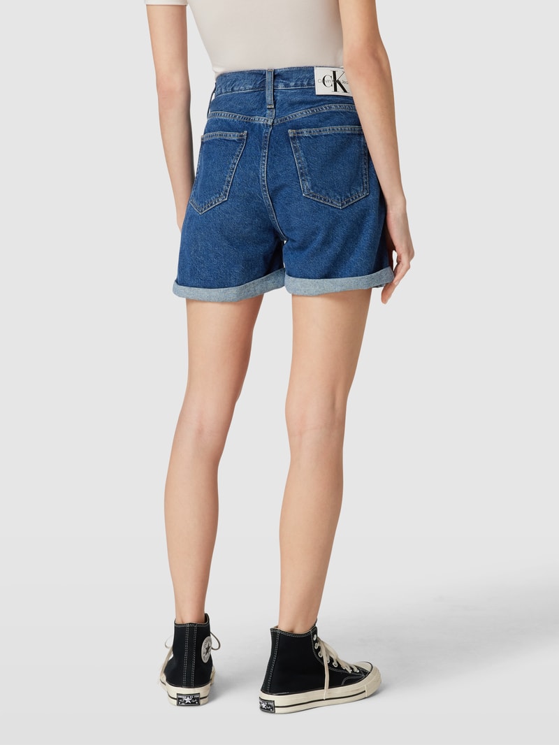 Mom Fit Jeansshorts aus reiner Baumwolle mit Label-Detail in jeans