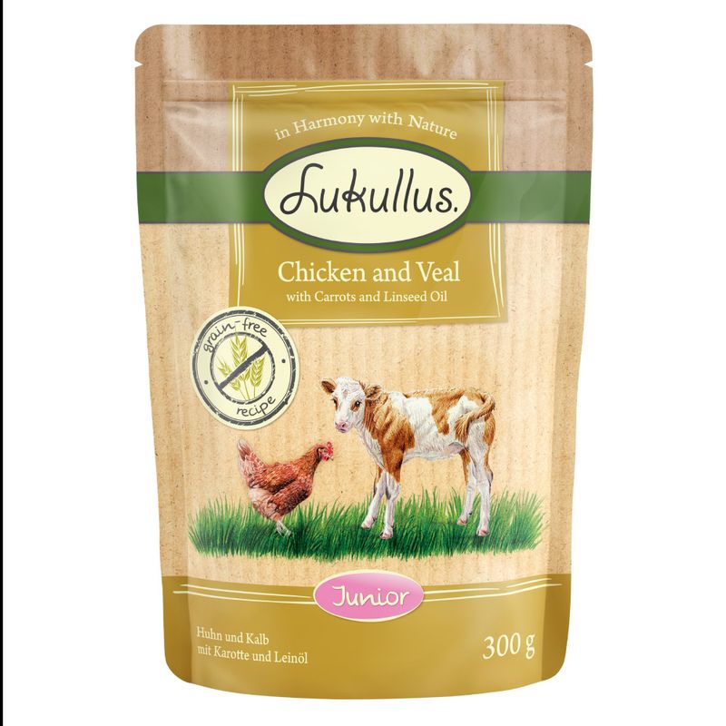 Lukullus Naturkost Junior Getreidefrei Frischebeutel 6 x 300 g