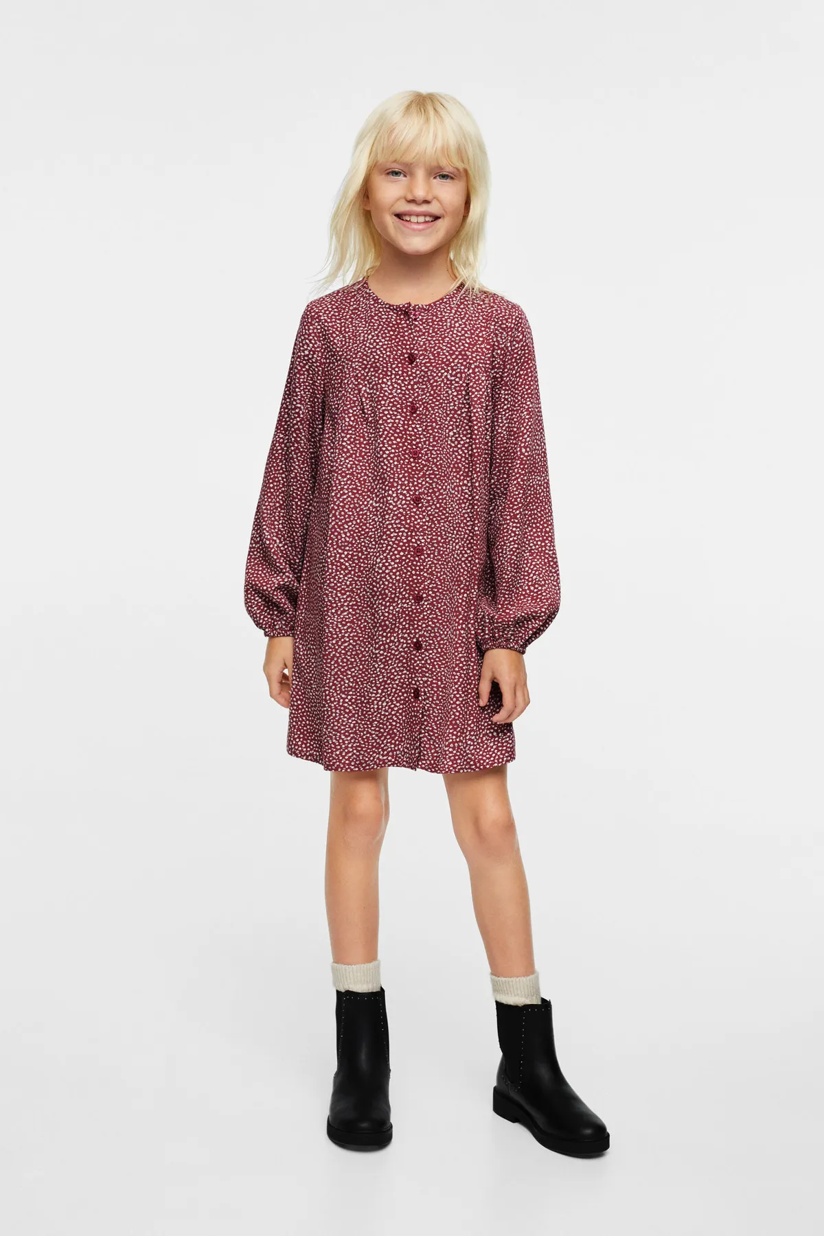 MANGO Kids  Dunkelrotes Mädchenkleid