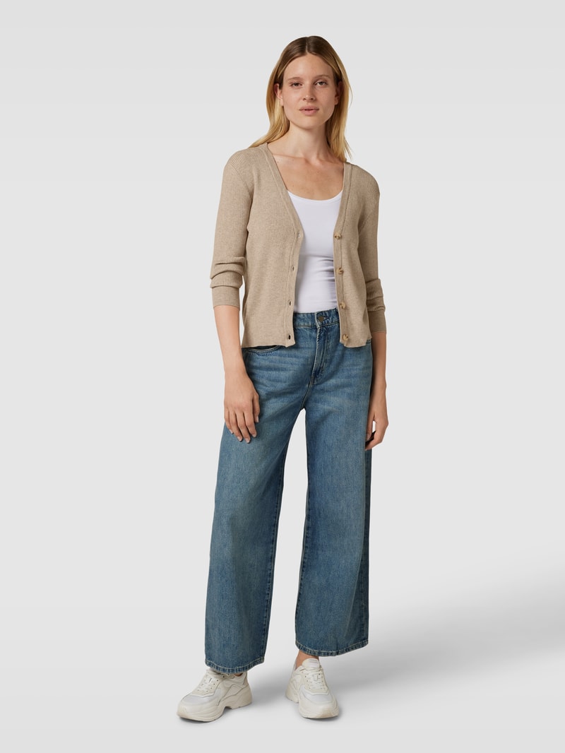 Strickjacke mit V-Ausschnitt in beige