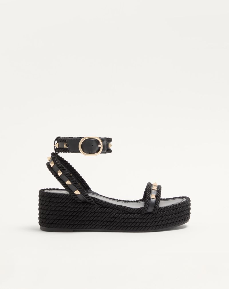 Flatform Rockstud kalveskindssandal 45mm