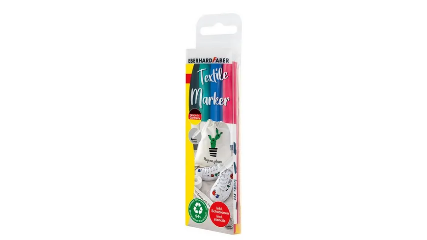 EBERHARD FABER Textilstifte mit Schablone 4er Etui