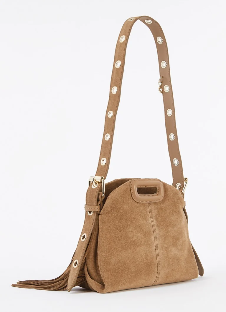 Maje Suede shoulder bag with fringes