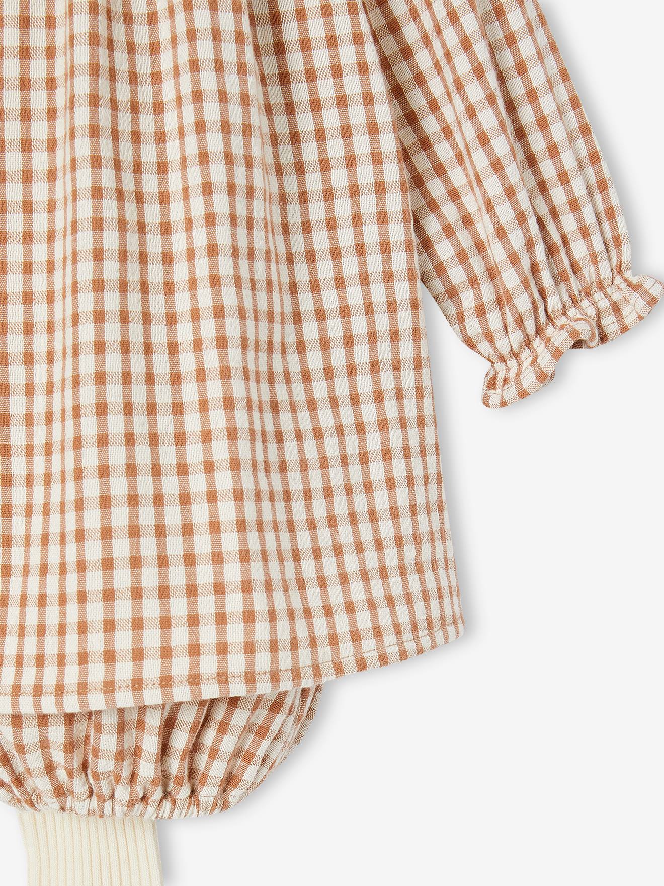 Ensemble 3 pièces bébé robe, bloomer et collants noix de pécan