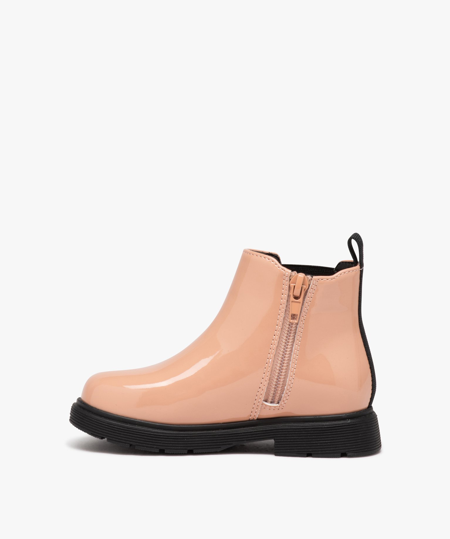 Bottes fille Chelsea vernies à zip rose | GEMO