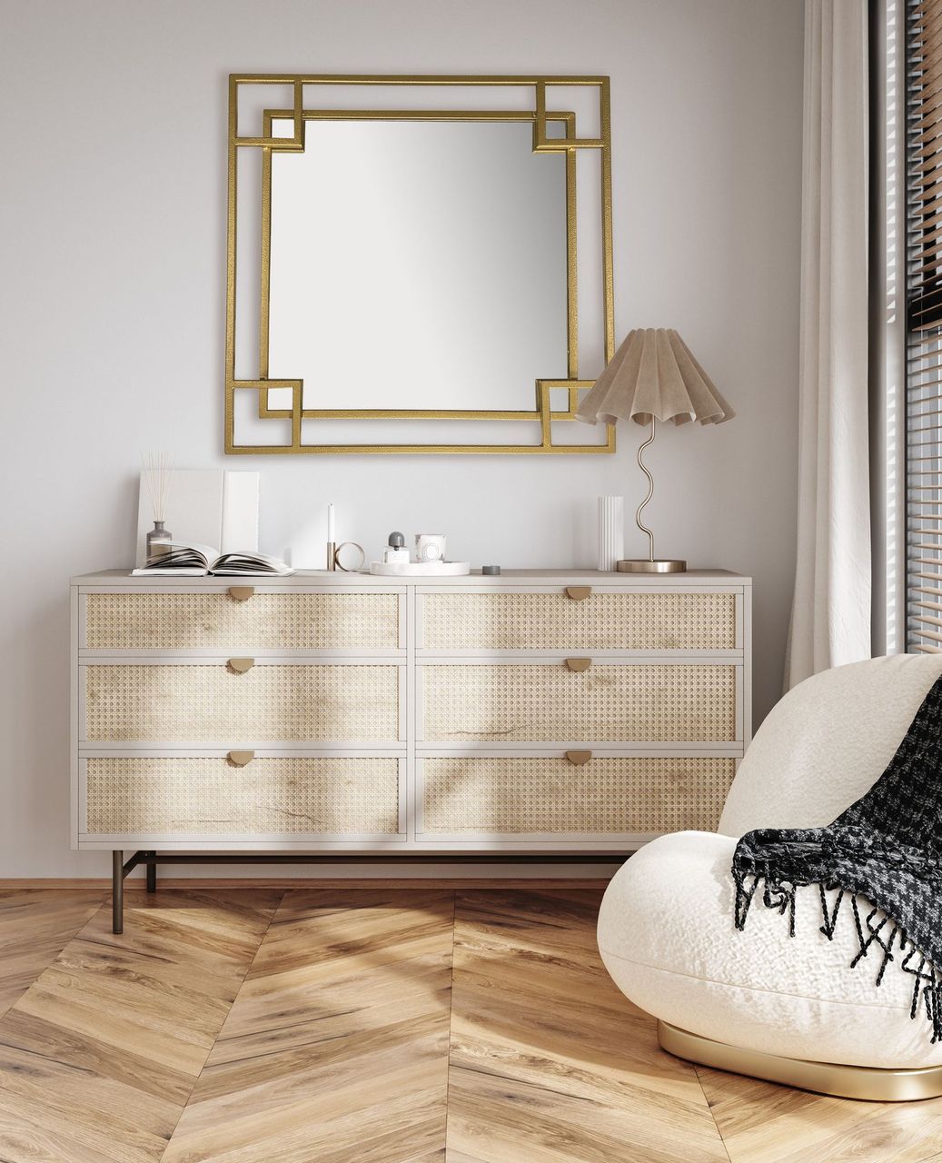 Wohnling Wandspiegel Gold 80x80 cm Metall
