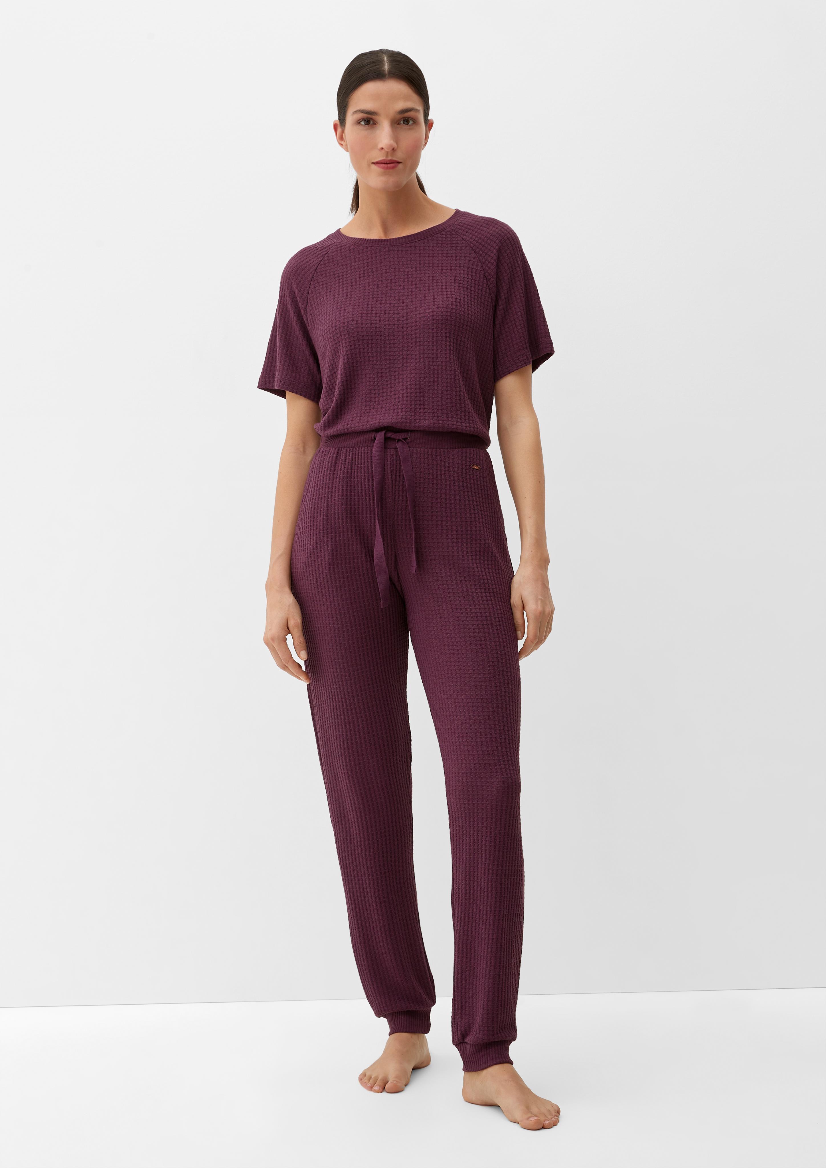 Pyjamahose in Waffelpiqué-Struktur  6007848-4900