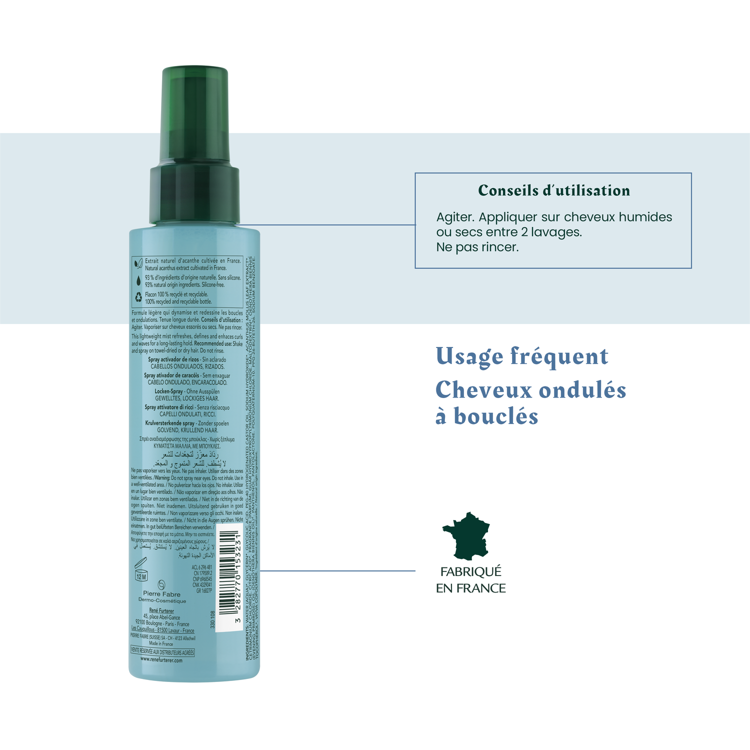 René Furterer Spray activateur de boucles Sublime Curl - Cheveux bouclés - 150 ml