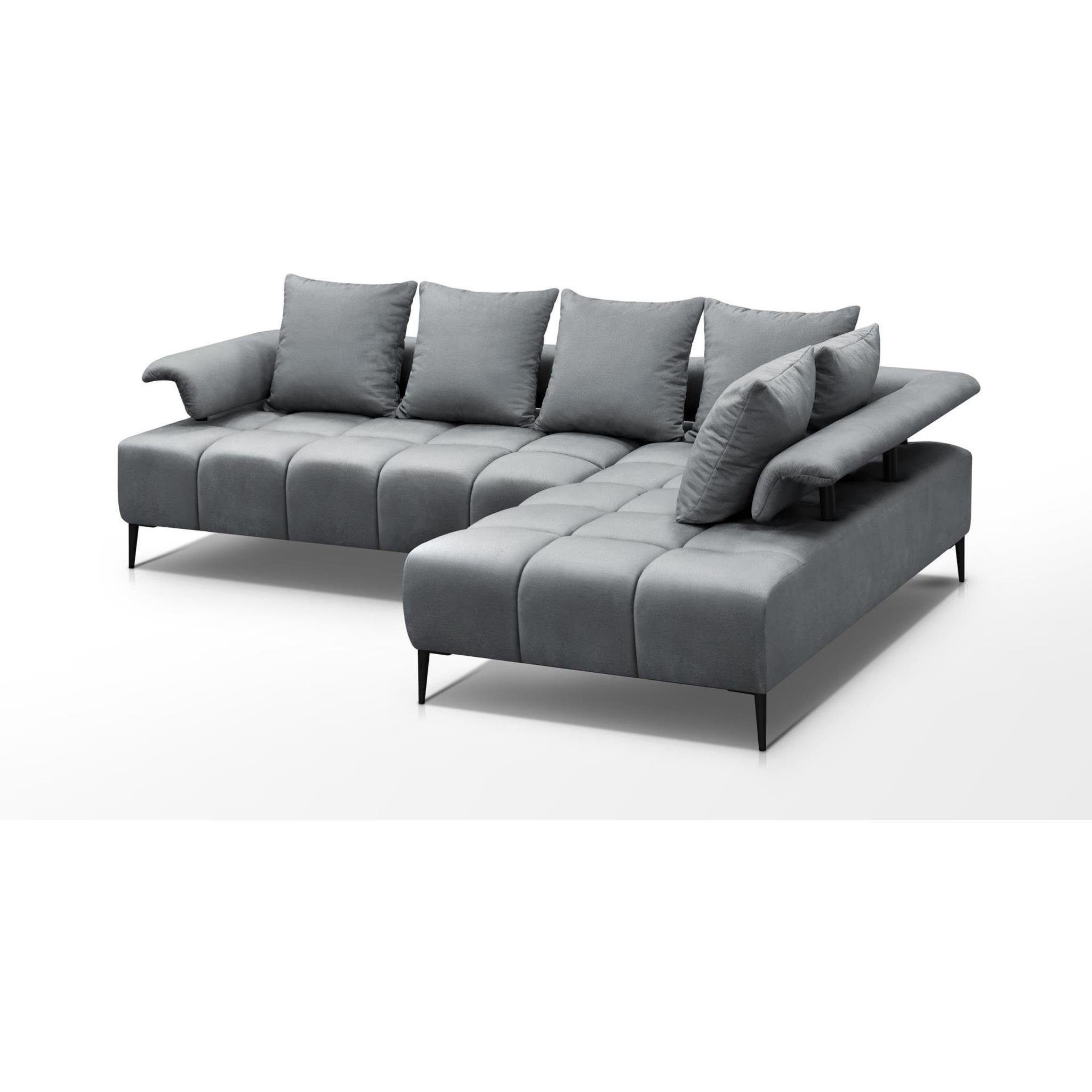 Beautysofa Ecksofa Vanessa, stilvoll Corner Sofa für Wohnzimmer, Wellenfedern, Metallbeine, 260 cm Polsterecke im modernes Design