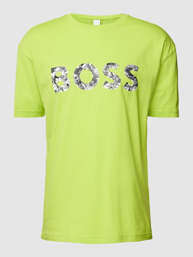 T-Shirt mit Logo-Print Modell 'Lotus' in neon grün