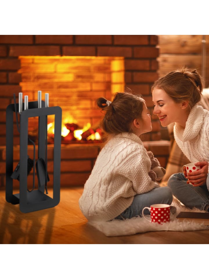 relaxdays 5-teilige Kamingarnitur in Schwarz günstig kaufen onesize