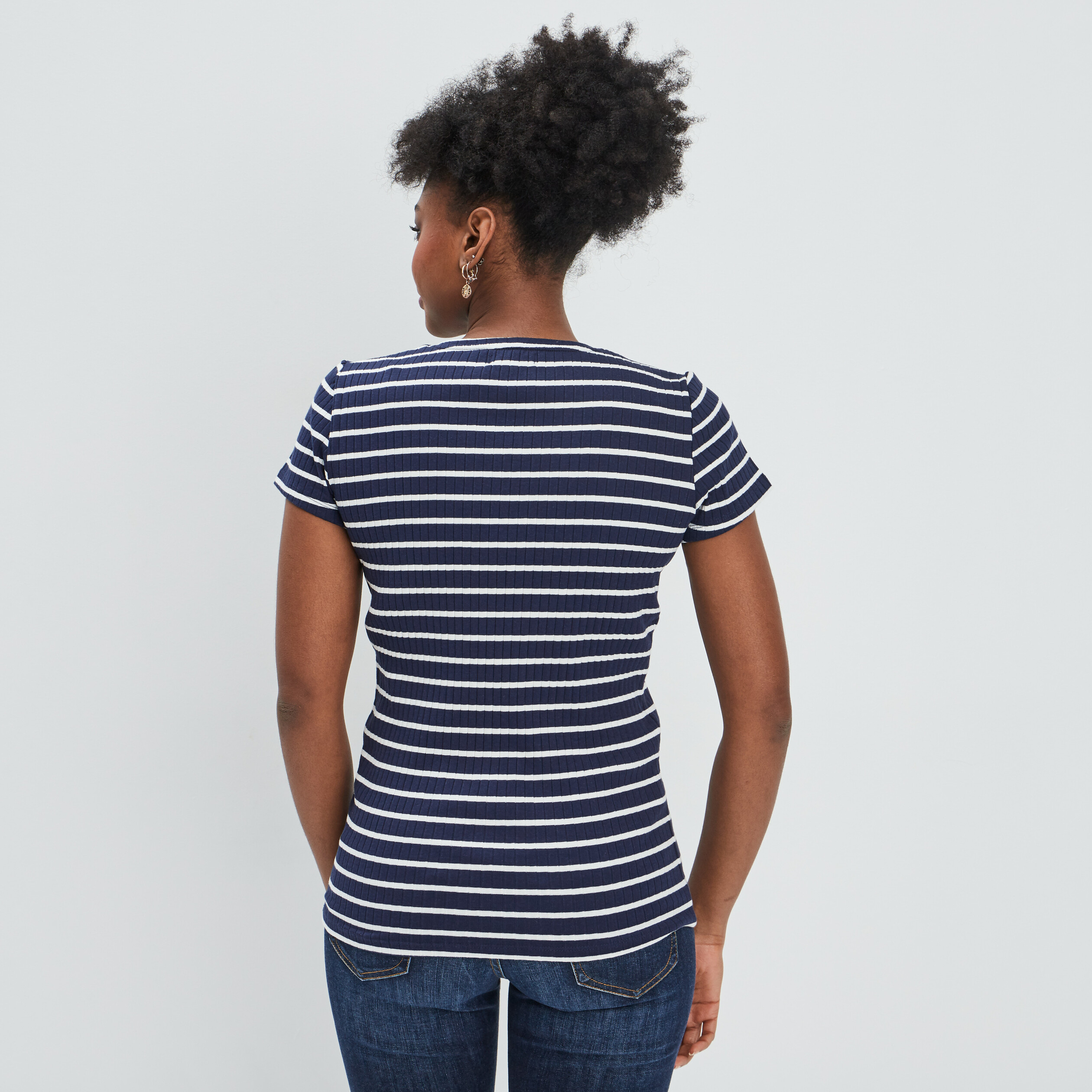 T-shirt manches courtes bleu marine femme | La Halle