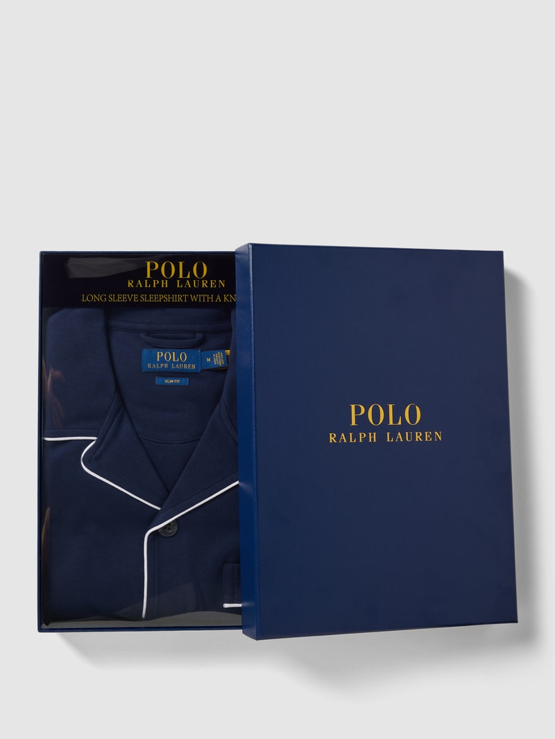 Pyjama mit Allover-Muster Modell 'PIPING' in dunkelblau