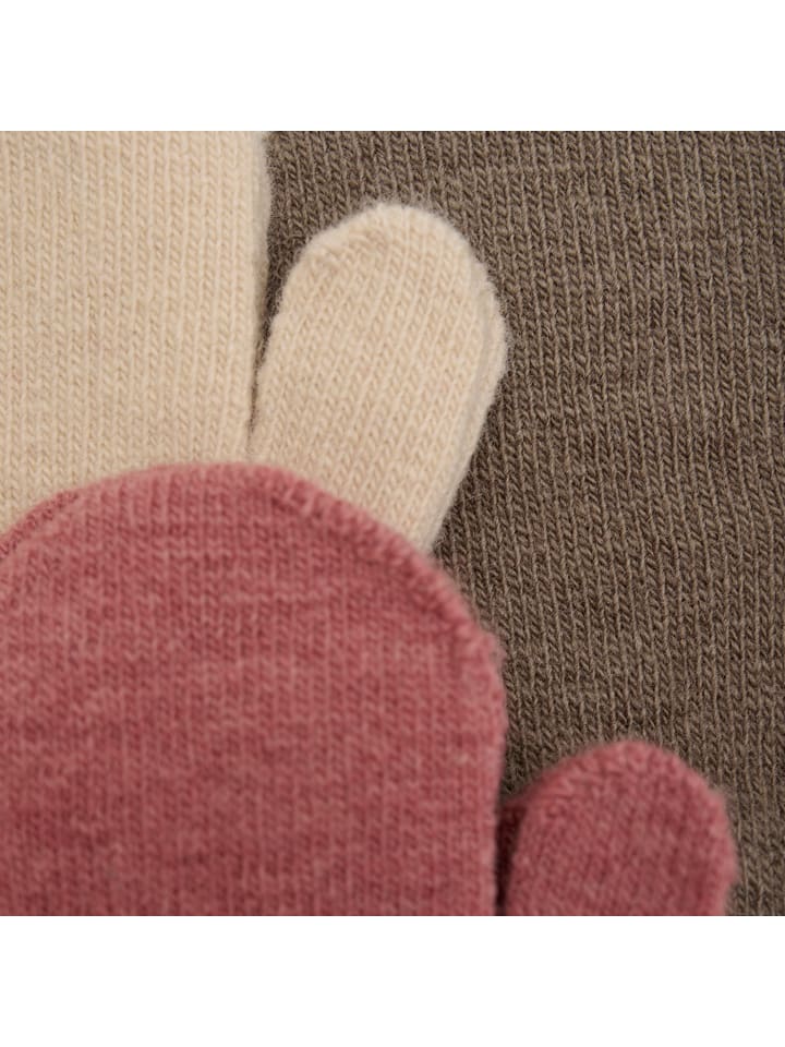 Minymo 3er-Set: Fäustlinge in Dunkelrosa/ Khaki/ Creme günstig kaufen