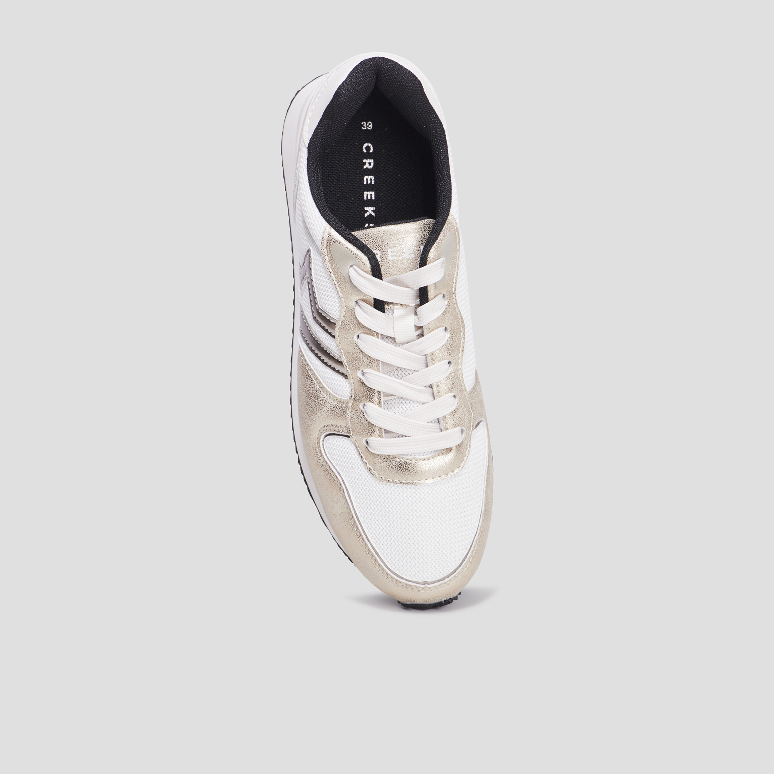 Baskets bi-matière à lacets Creeks blanc femme | La Halle