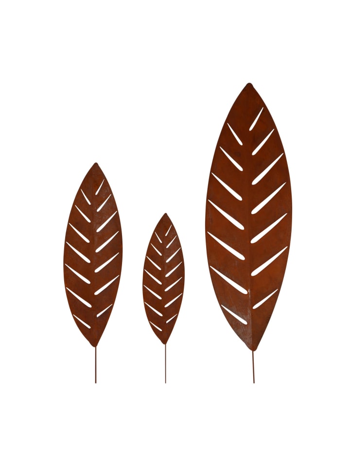 UNUS 3er Set Gartenstecker Rost Palmblätter in Braun günstig kaufen onesize