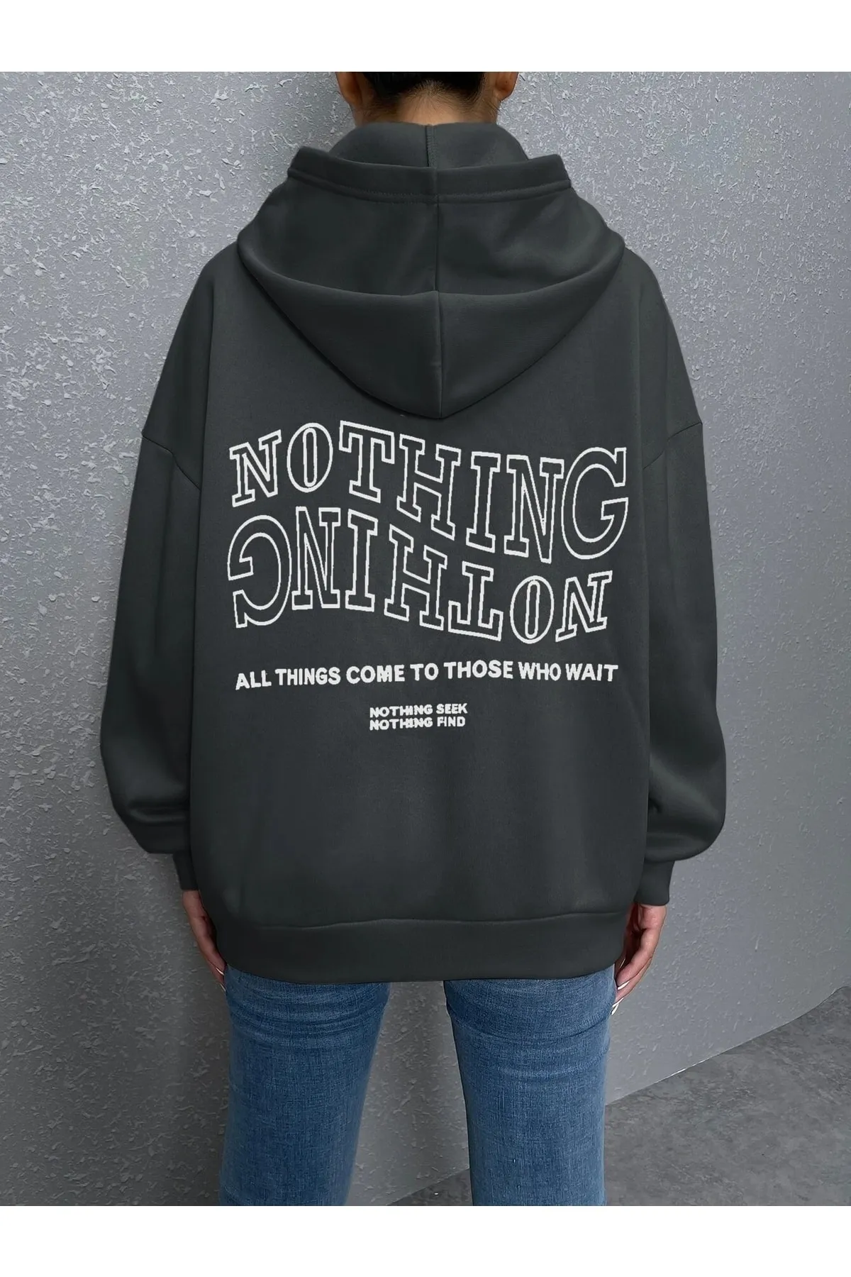 Know  Geräuchertes Reverse Plain Nothing bedrucktes Oversize-Sweatshirt für Damen