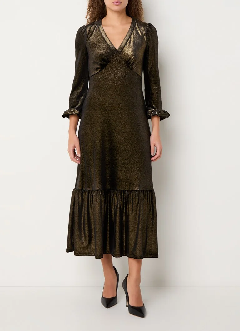 LKBennett Deborah midi dress in velvet with lurex