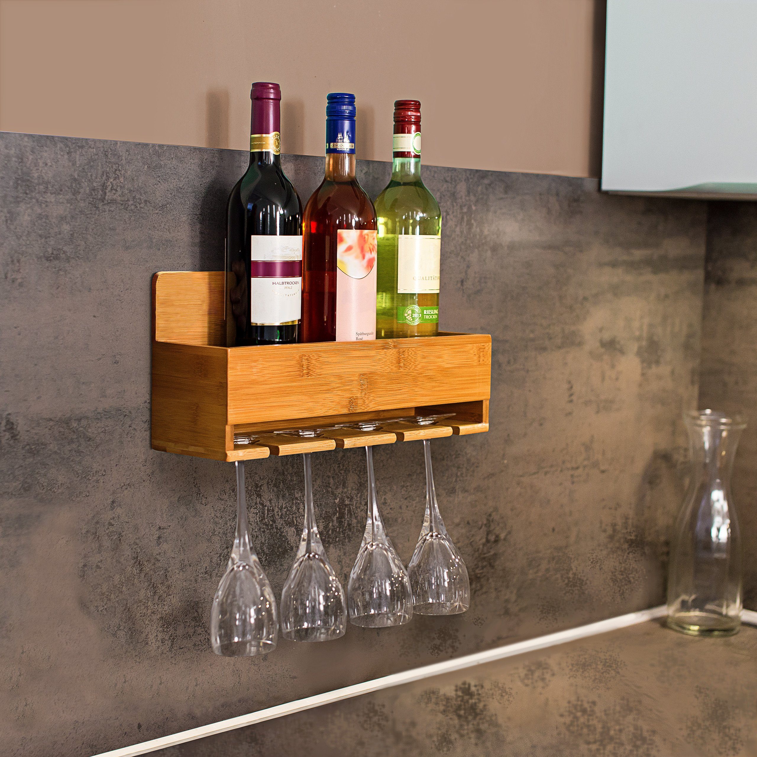 relaxdays Weinregal Weinregal mit Glashalter