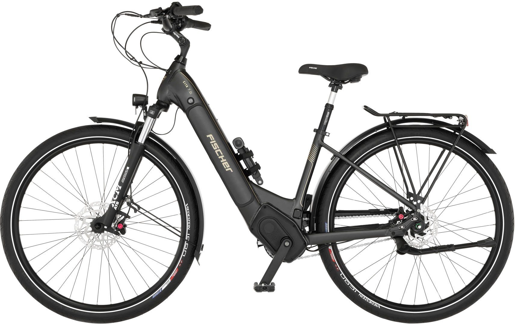 FISCHER Fahrrad E-Bike CITA 7.0I 630, 7 Gang Shimano Nexus Schaltwerk, Nabenschaltung, Mittelmotor, 630 Wh Akku, (Schloss)