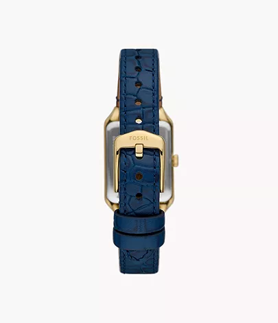 Fossil Uhr Raquel 3-Zeiger-Werk Datum LiteHide™-Leder Krokoprägung dunkelblau