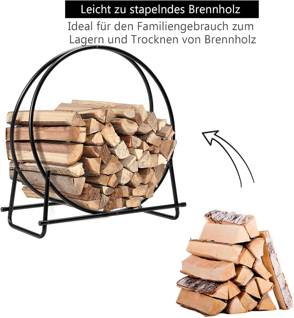 Costway Kaminholzregal Metall, Brennholzregal belastbar bis 50kg