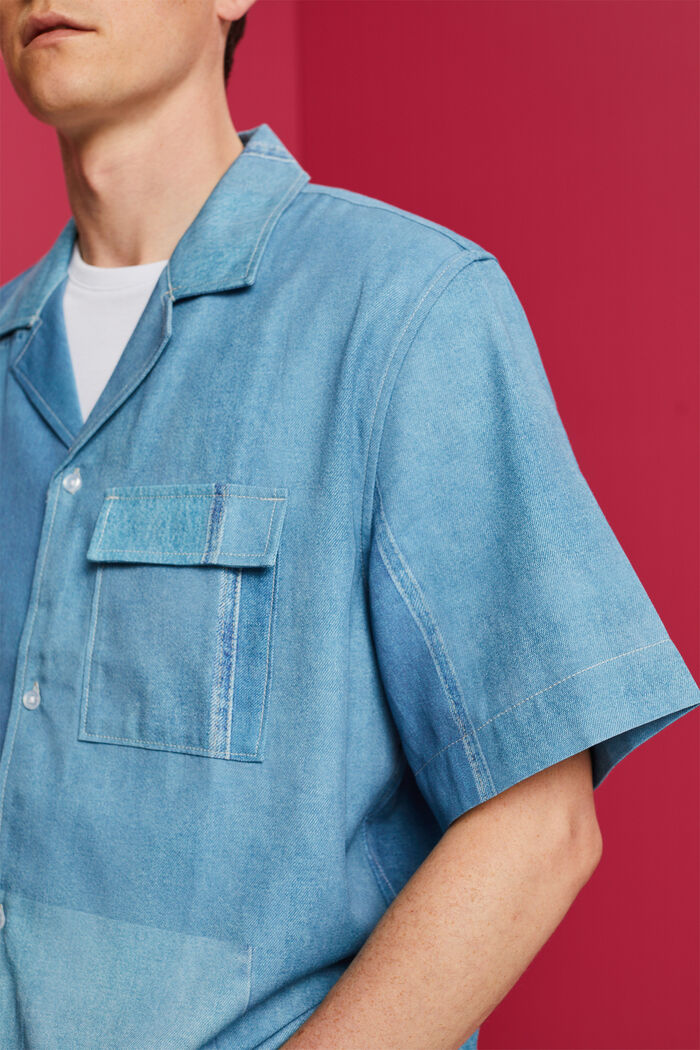 Hemd mit durchgehendem Denim-Print
