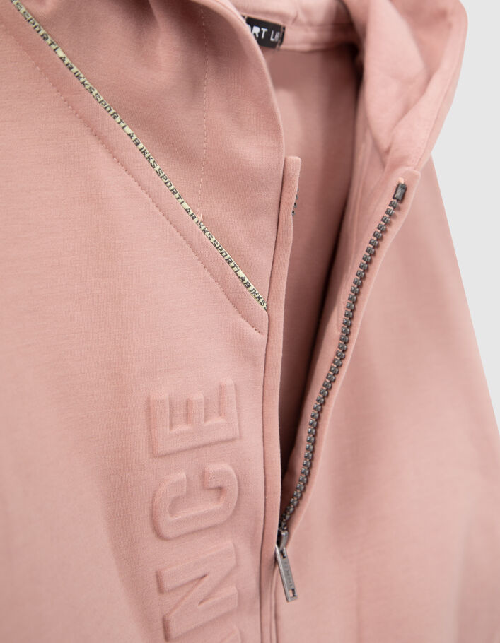 Cardigan rose cropped message embossé fille