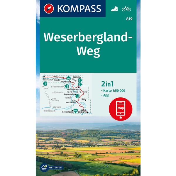 KOMPASS WANDERKARTE 819 WESERBERGLAND-WEG 1:50.000