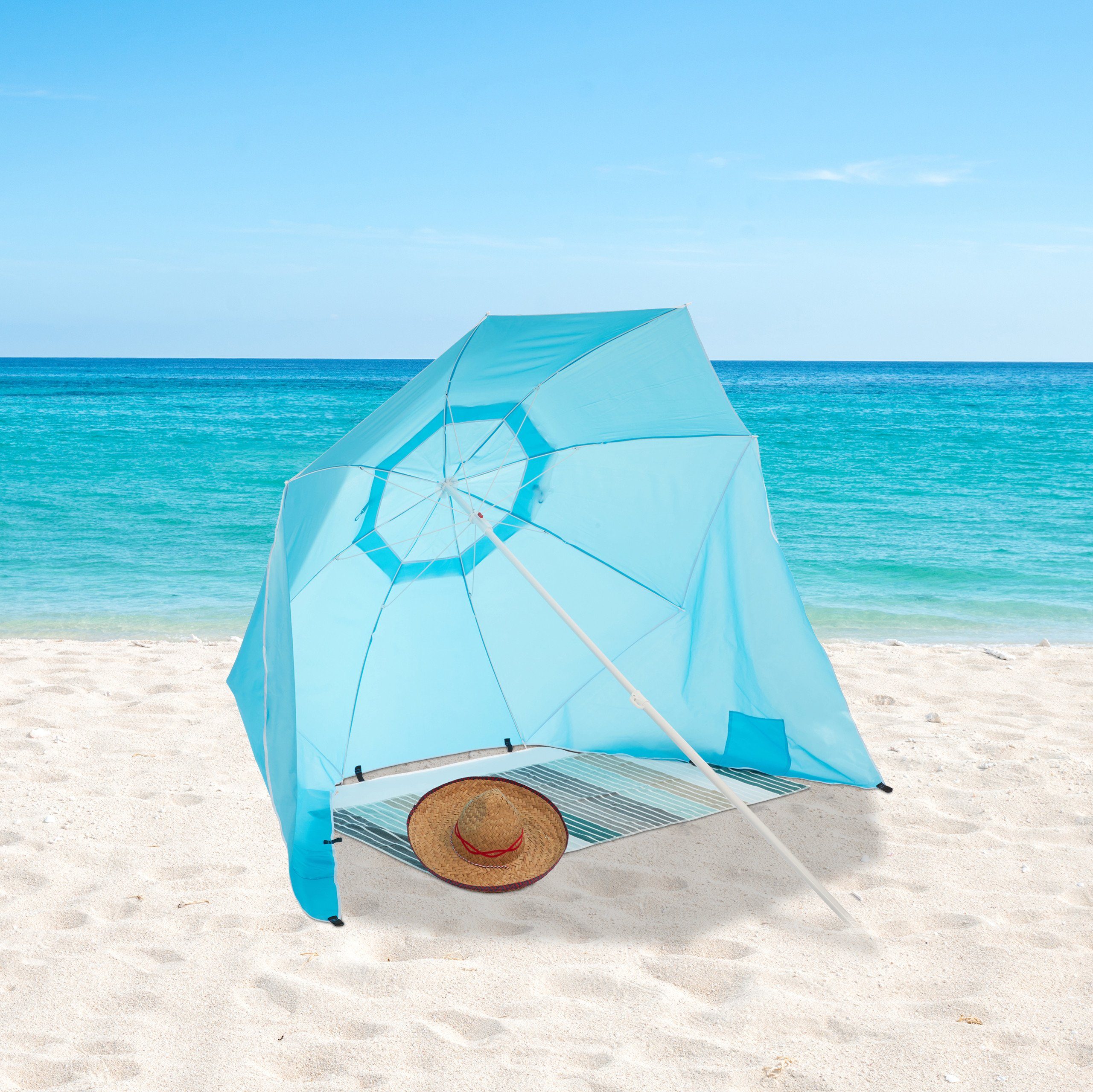 relaxdays Strandmuschel Sonnenschirm Strandmuschel 2 in 1