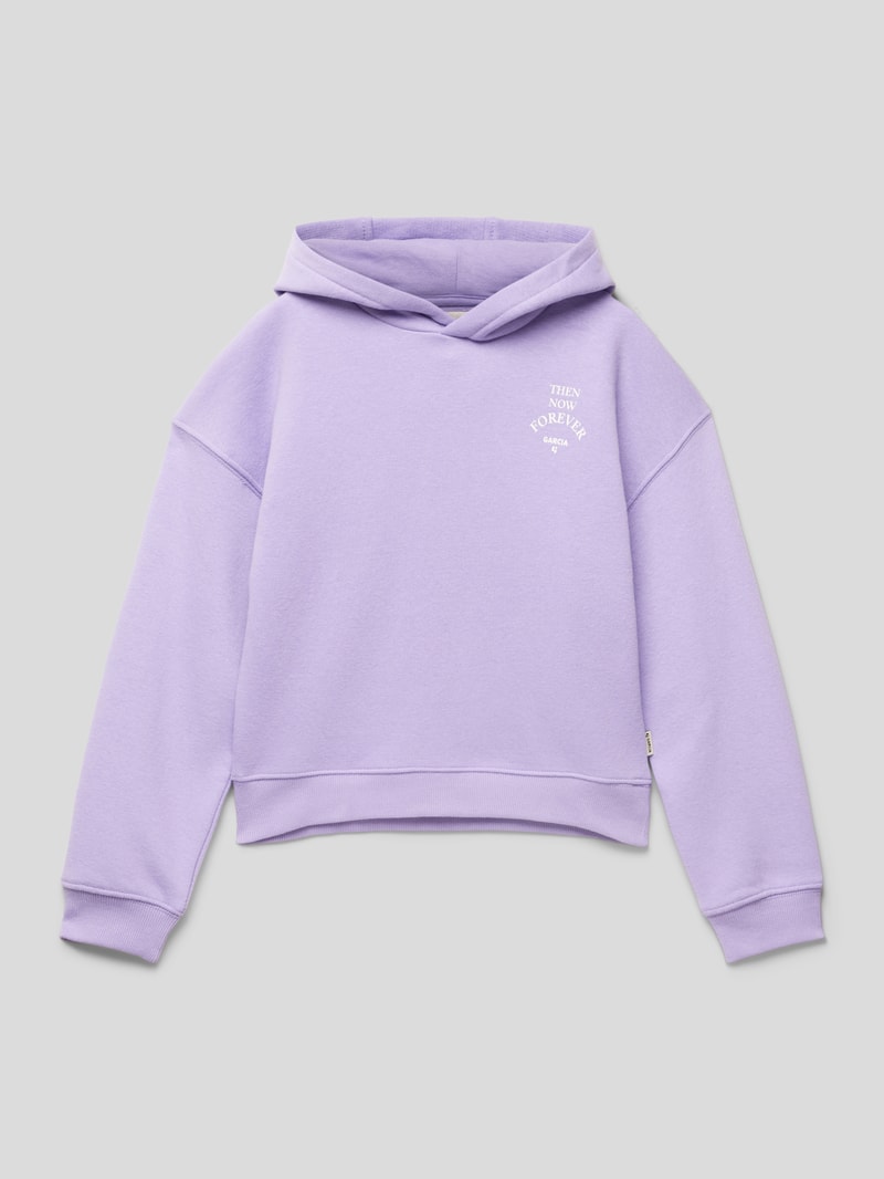 Cropped Hoodie mit Label-Print Modell 'CLEAN' in flieder