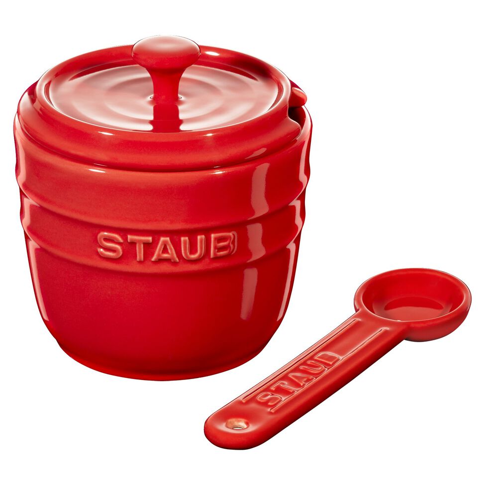 Zuckerdose 9 cm, Keramik, Kirsch-Rot