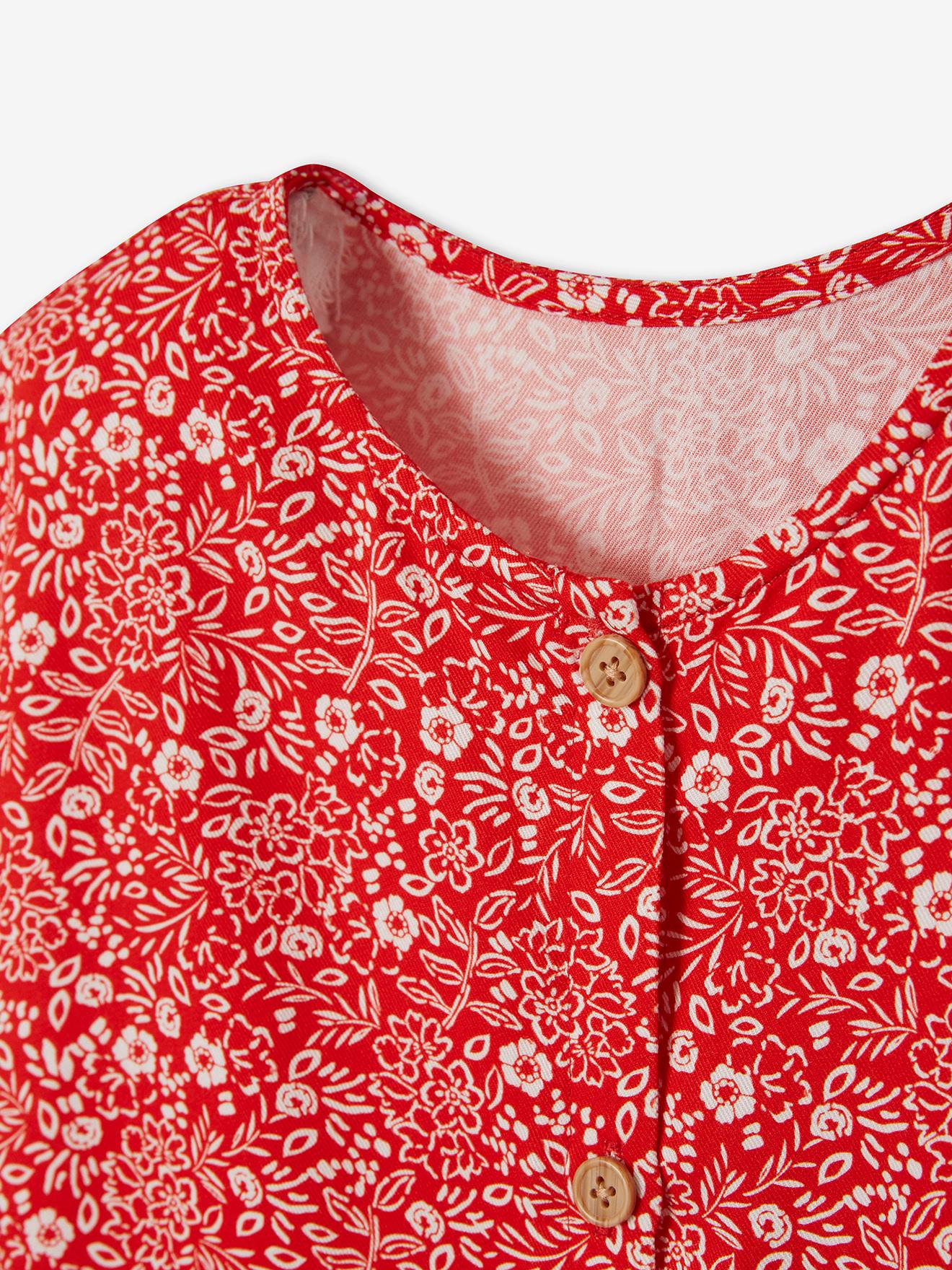 Robe boutonnée à fleurs fille beige imprimé