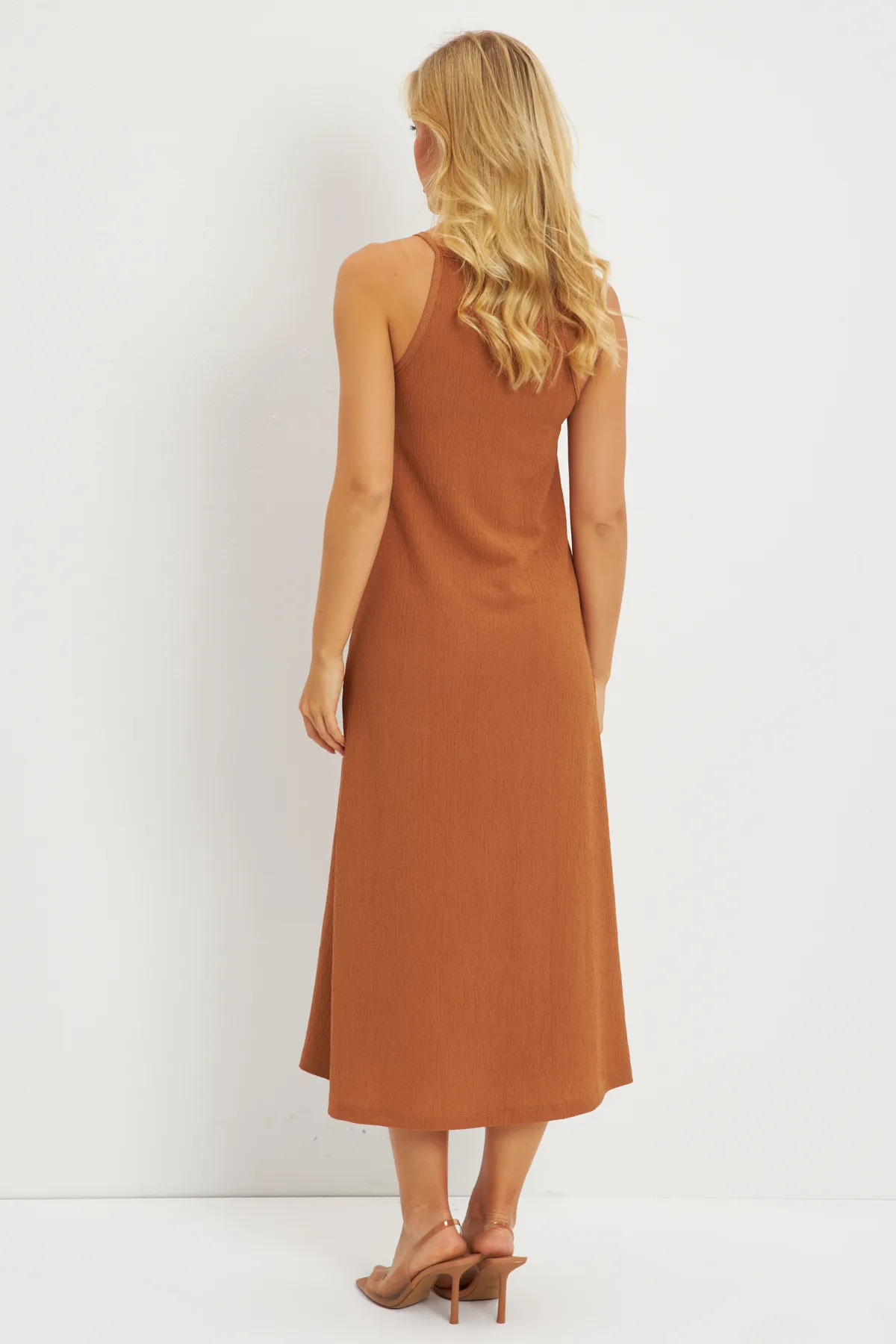 Cool & Sexy  Hellbraunes Neckholder-Midikleid mit Wickeldesign für Damen DMR166