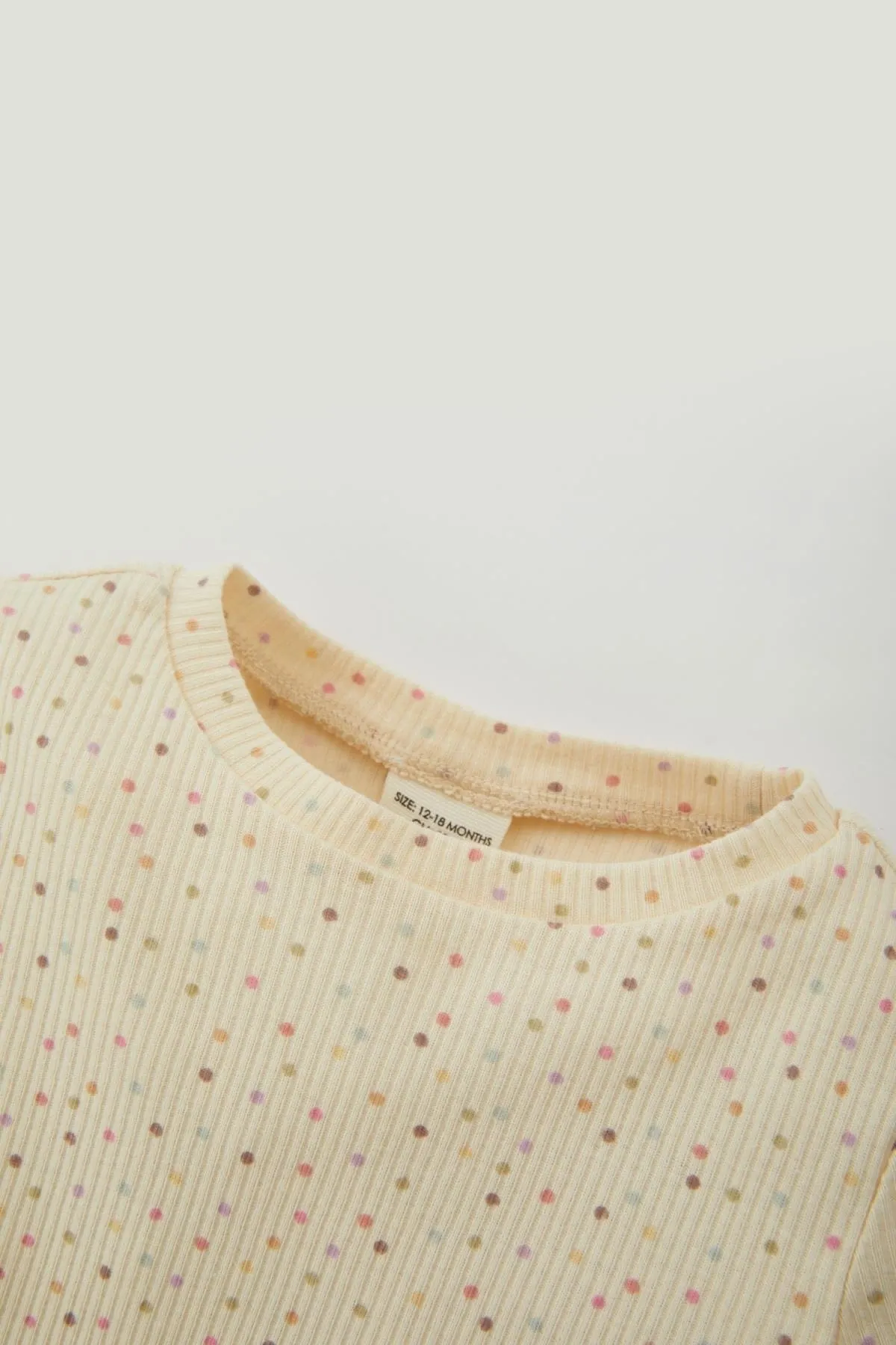 DeFacto  Langarm-Pyjama-Set mit gepunktetem, geripptem Camisole für Babys und Mädchen