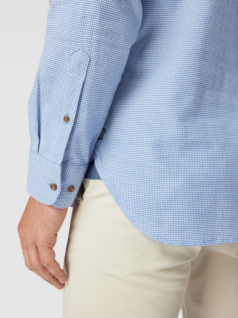 Flanellhemd mit Button-Down-Kragen in metallic blau