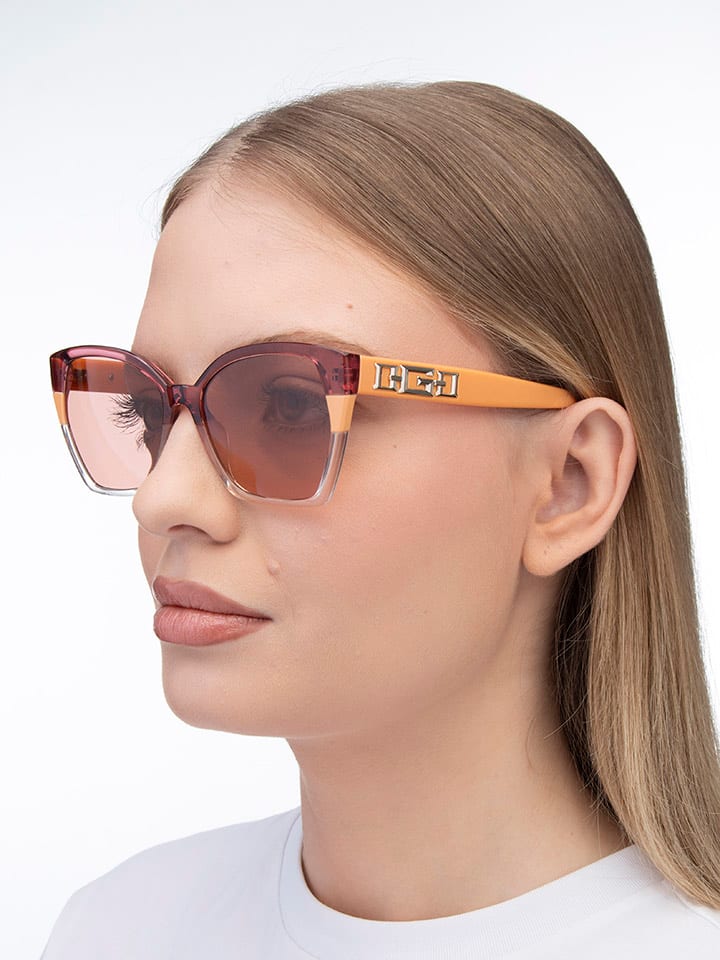 Guess Damen-Sonnenbrille in Rosa-Orange/ Hellbraun günstig kaufen 55