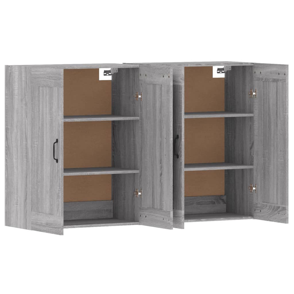 vidaXL Sideboard Wandschränke 2 Stk. Grau Sonoma Holzwerkstoff (2 St)