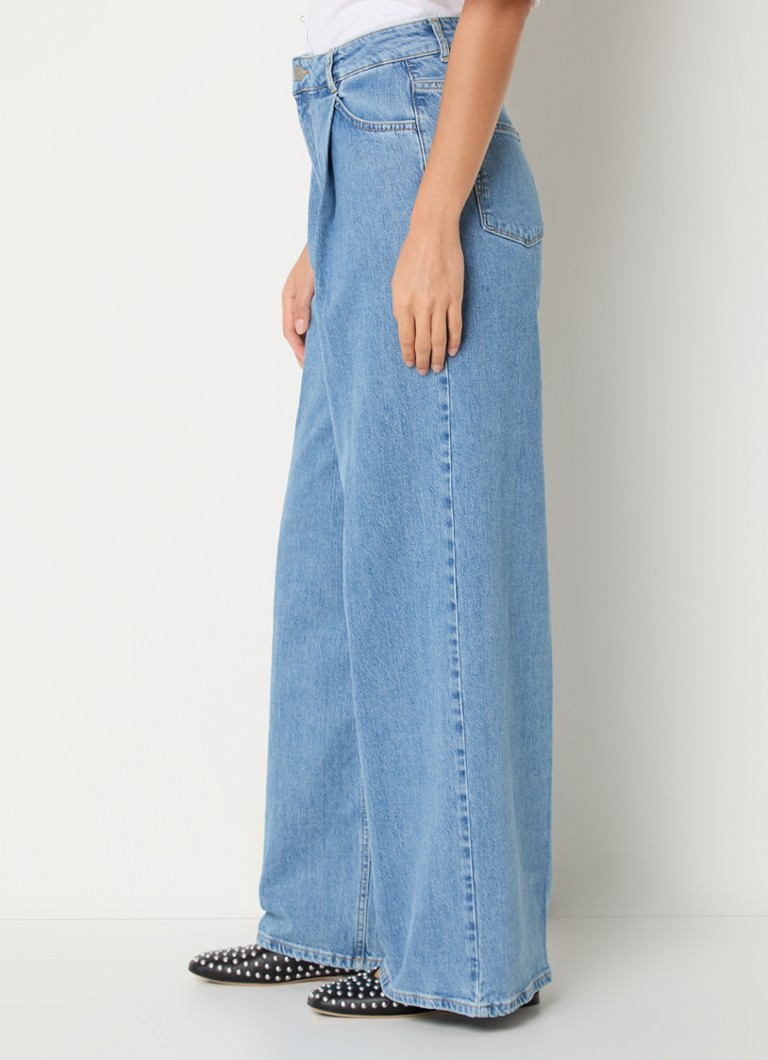 Ausgewählte Femme Ellin High-Waist-Jeans mit weitem Bein aus Lyocell-Mischgewebe in heller Waschung
