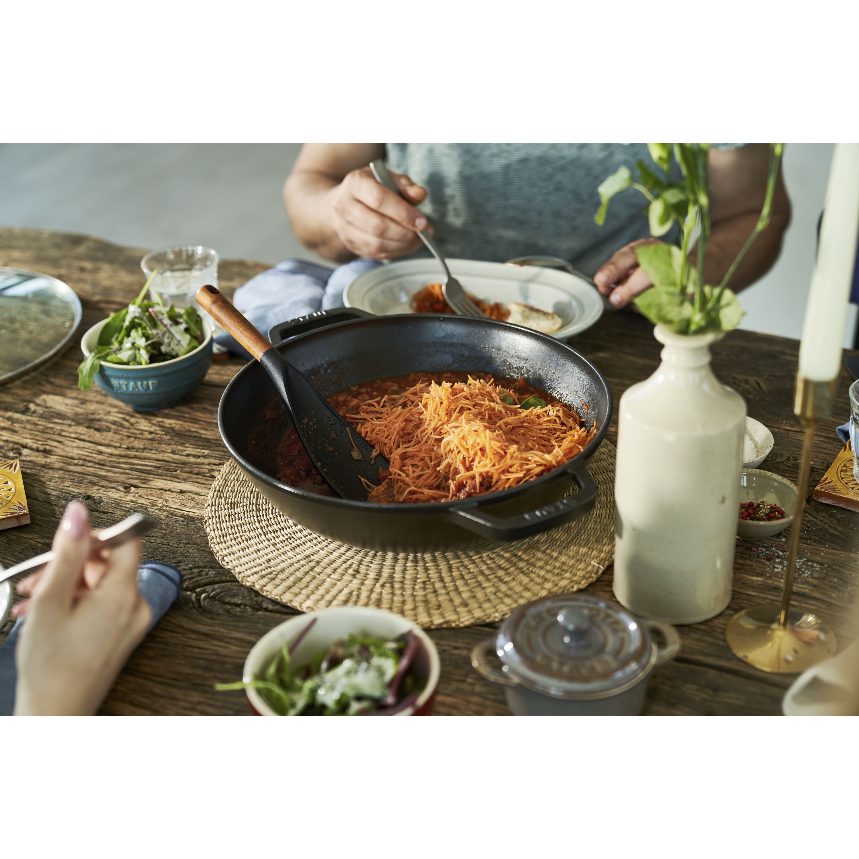Wok mit Glasdeckel 30 cm, Gusseisen