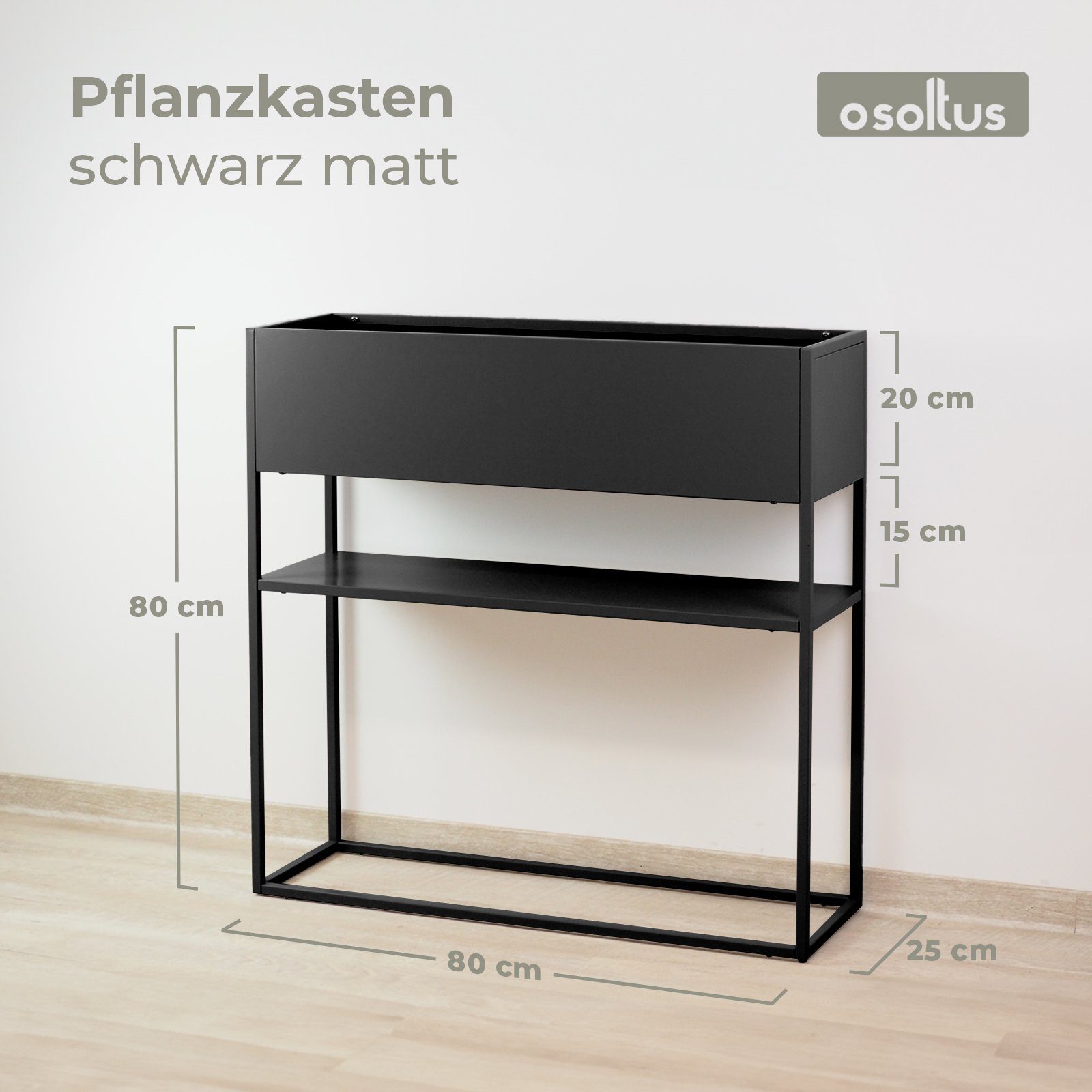osoltus Raumteiler osoltus Pflanzkasten Raumteiler cube black schwarz Konsole 80cm
