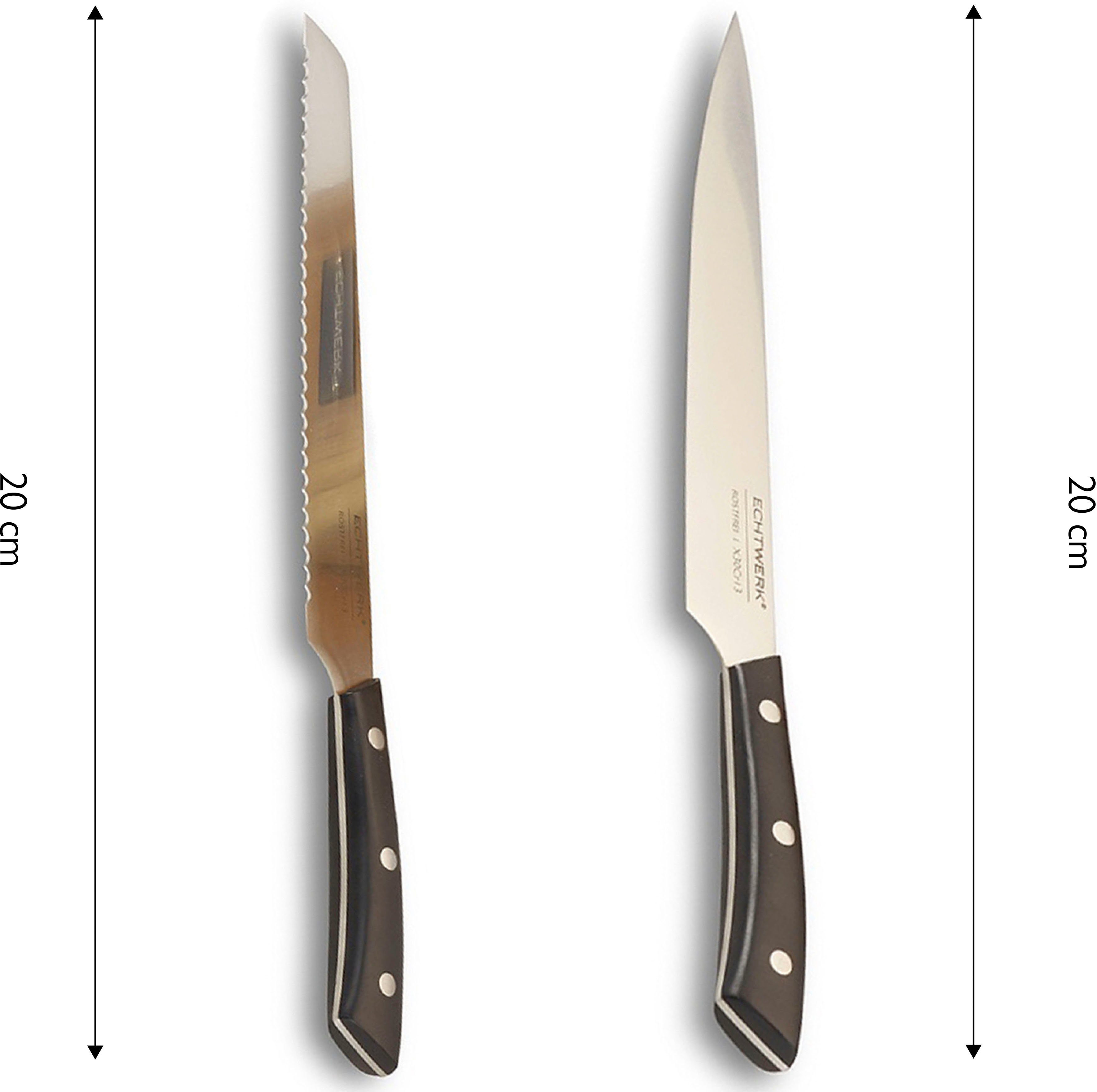 ECHTWERK Messerblock Premium (15tlg), aus Akazienholz mit Gummifüßen, Messer Set aus Klingenstahl, 15tlg