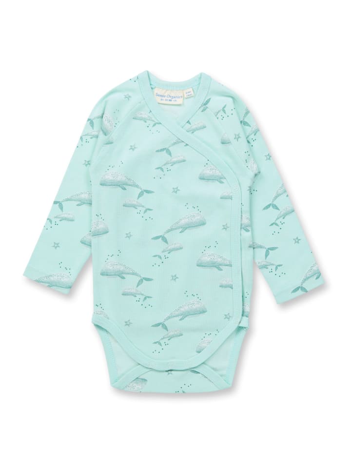 Sense Organics Sense Organics Ygon Baby Wrap Wickel - Body L/S Whales ice Green 50/56 günstig kaufen