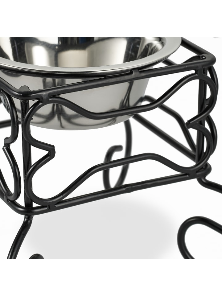 relaxdays Hundenapf in Schwarz/ Silber - (B)18 x (H)15,5 x (T)18 cm günstig kaufen onesize