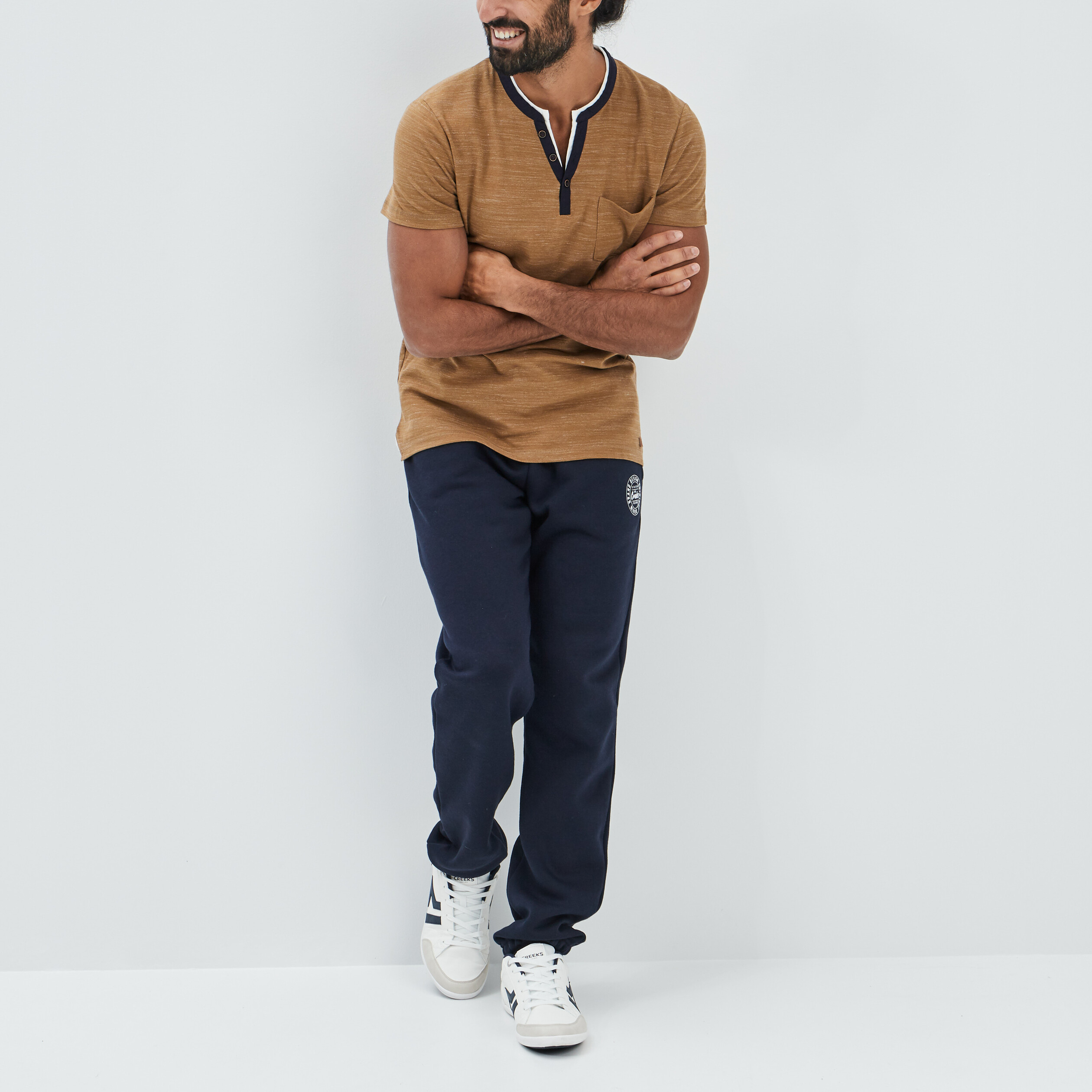 T-shirt manches courtes marron cognac homme | La Halle