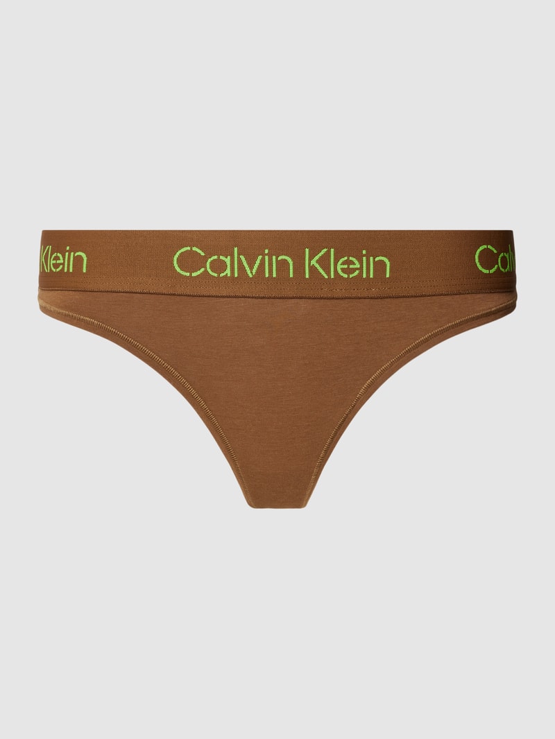 Slip mit Label-Bund in cognac
