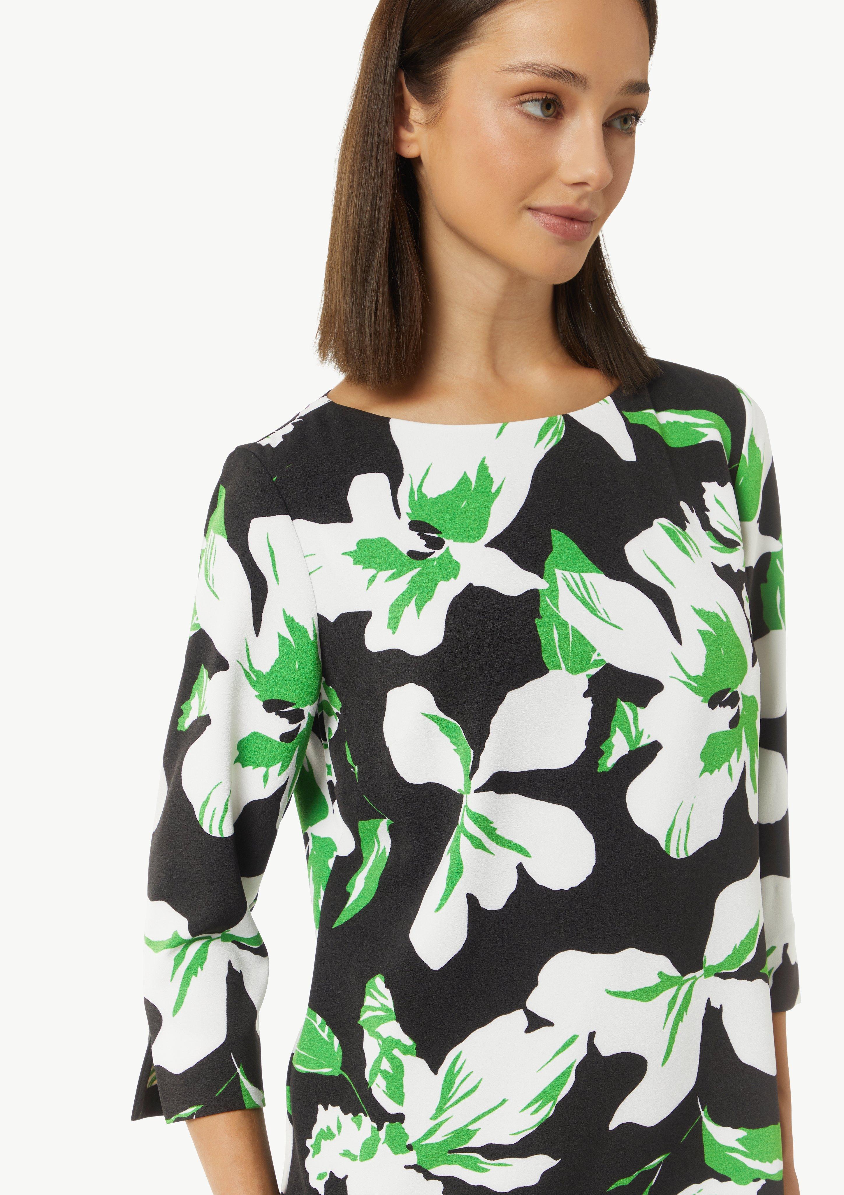 Kurzes Kleid mit All-over-Print - schwarz
