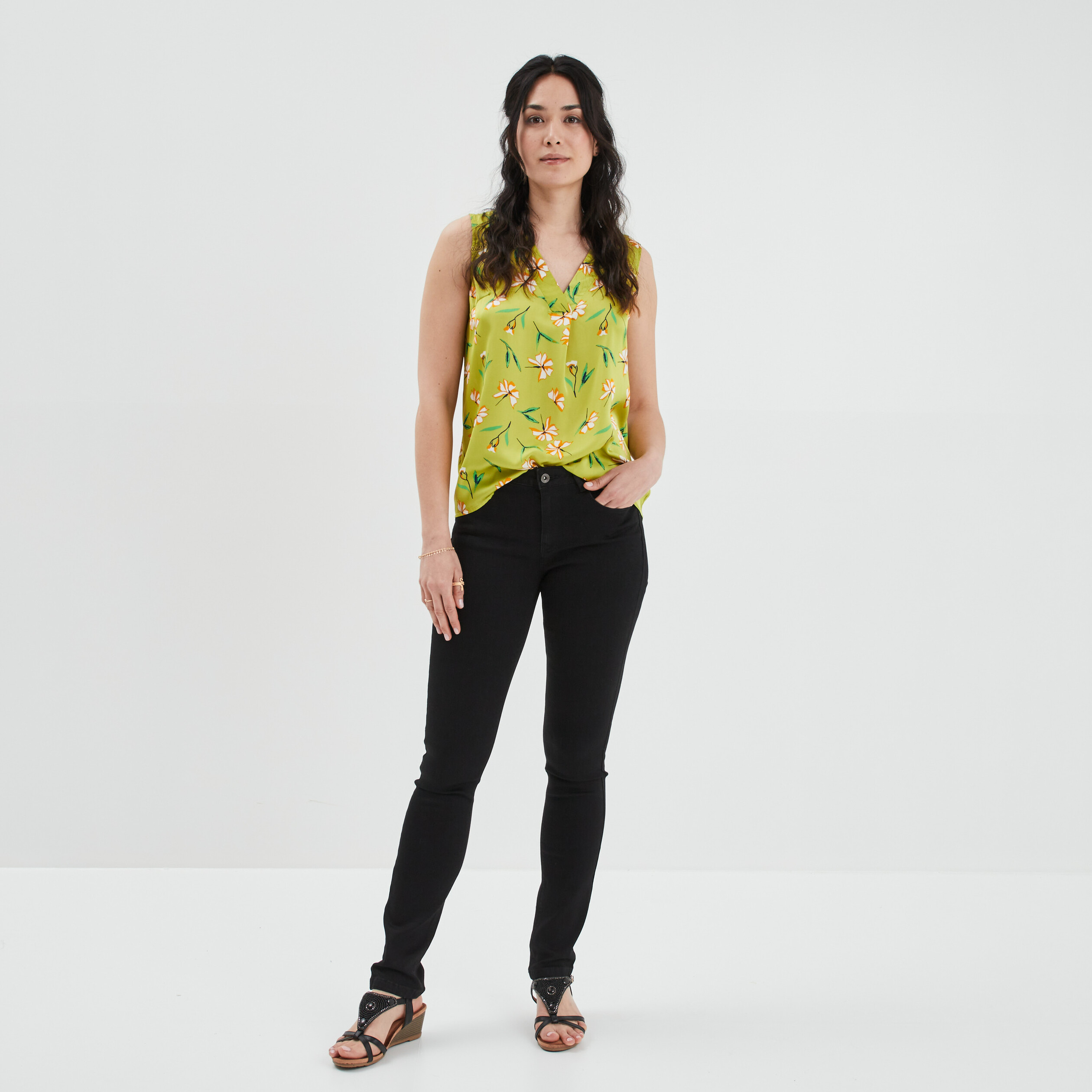 Jeans straight taille normale noir femme | La Halle