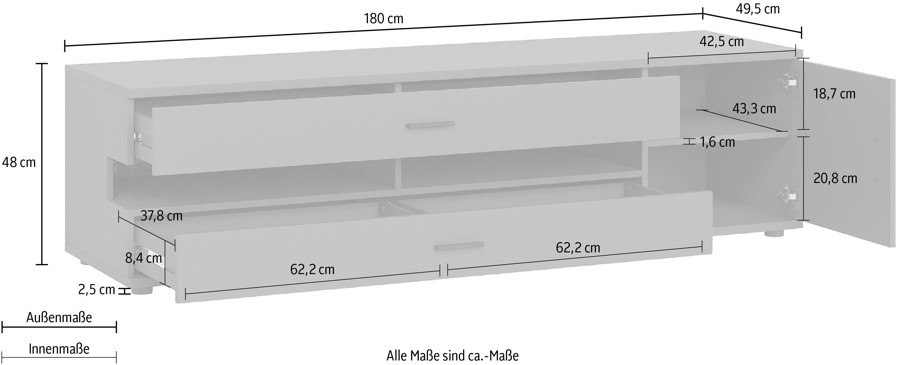 INOSIGN Lowboard Henley, Breite ca. 180 cm